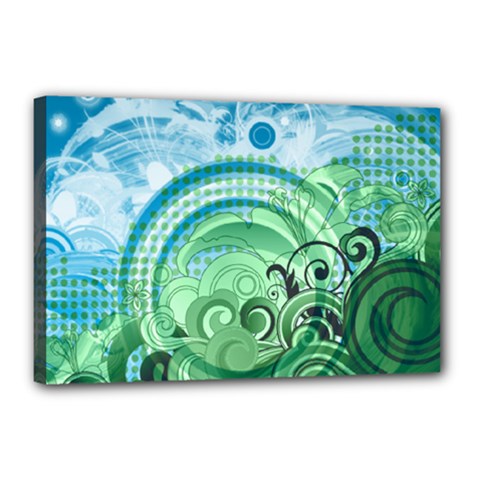 Blue Green Circle Design Canvas 18  x 12  (Stretched) from ArtsNow.com