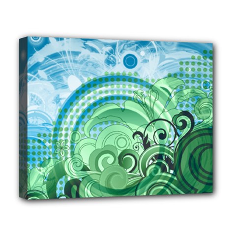 Blue Green Circle Design Deluxe Canvas 20  x 16  (Stretched) from ArtsNow.com