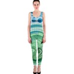 Blue Green Circle Design One Piece Catsuit