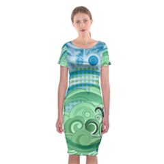 Classic Short Sleeve Midi Dress Front Classic Short Sleeve Midi Dress Front