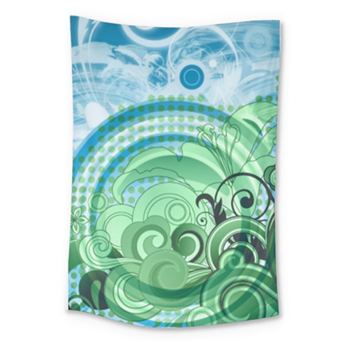Blue Green Circle Design Large Tapestry from ArtsNow.com