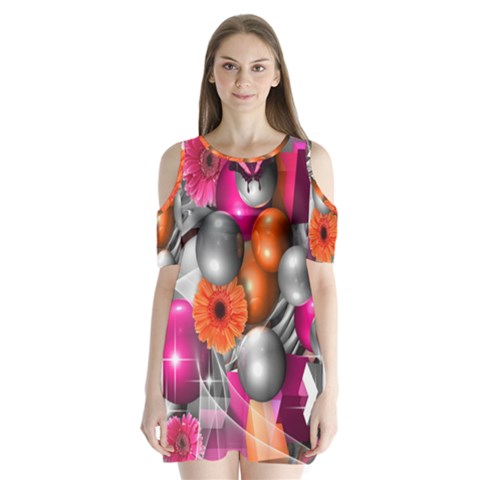 Ball Art Shoulder Cutout Velvet One Piece from ArtsNow.com