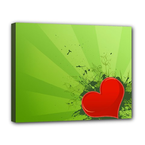 Red Heart Art Canvas 14  x 11  (Stretched) from ArtsNow.com
