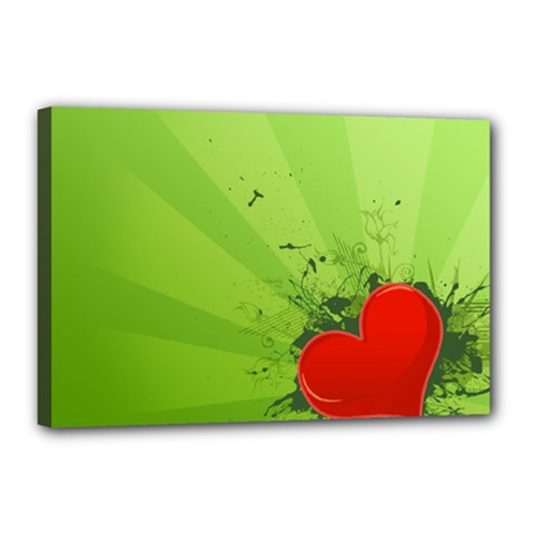 Red Heart Art Canvas 18  x 12  (Stretched) from ArtsNow.com