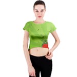 Red Heart Art Crew Neck Crop Top