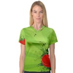 Red Heart Art V-Neck Sport Mesh Tee