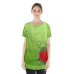 Red Heart Art Skirt Hem Sports Top