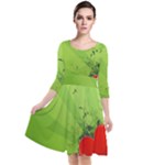 Red Heart Art Quarter Sleeve Waist Band Dress