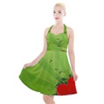 Red Heart Art Halter Party Swing Dress 