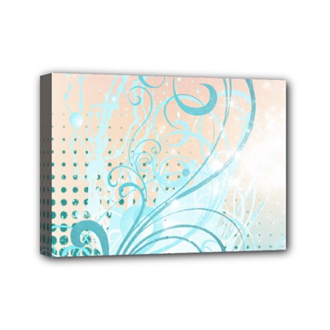 Pink Blue Pattern Mini Canvas 7  x 5  (Stretched) from ArtsNow.com