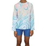 Pink Blue Pattern Kids  Long Sleeve Swimwear