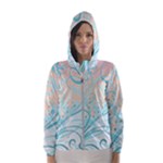 Pink Blue Pattern Women s Hooded Windbreaker