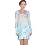 Pink Blue Pattern Long Sleeve Nightdress