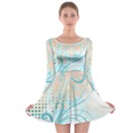 Pink Blue Pattern Long Sleeve Skater Dress