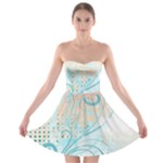 Pink Blue Pattern Strapless Bra Top Dress