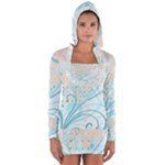 Pink Blue Pattern Long Sleeve Hooded T-shirt