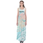 Pink Blue Pattern Empire Waist Maxi Dress