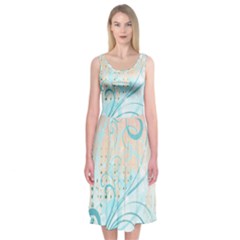 Pink Blue Pattern Midi Sleeveless Dress from ArtsNow.com