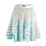 Pink Blue Pattern High Waist Skirt