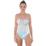 Pink Blue Pattern Tie Back One Piece Swimsuit