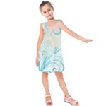 Pink Blue Pattern Kids  Sleeveless Dress