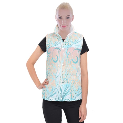Pink Blue Pattern Women s Button Up Vest from ArtsNow.com