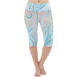 Pink Blue Pattern Lightweight Velour Cropped Yoga Leggings