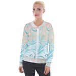 Pink Blue Pattern Velour Zip Up Jacket