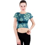 Snow Flake Art Crew Neck Crop Top