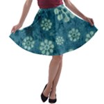 Snow Flake Art A-line Skater Skirt