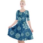 Snow Flake Art Quarter Sleeve A-Line Dress