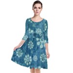 Snow Flake Art Quarter Sleeve Waist Band Dress