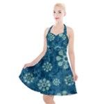 Snow Flake Art Halter Party Swing Dress 