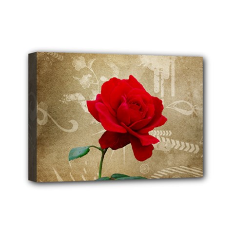 Red Rose Art Mini Canvas 7  x 5  (Stretched) from ArtsNow.com