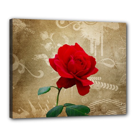 Red Rose Art Canvas 20  x 16  (Stretched) from ArtsNow.com