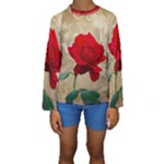 Red Rose Art Kids  Long Sleeve Swimwear