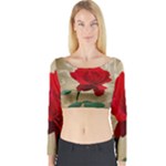 Red Rose Art Long Sleeve Crop Top