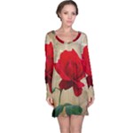 Red Rose Art Long Sleeve Nightdress