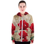 Red Rose Art Women s Zipper Hoodie