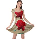Red Rose Art Cap Sleeve Dress