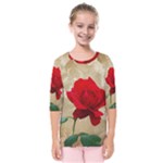 Red Rose Art Kids  Quarter Sleeve Raglan Tee