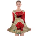 Red Rose Art Long Sleeve Skater Dress