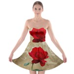 Red Rose Art Strapless Bra Top Dress