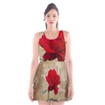 Red Rose Art Scoop Neck Skater Dress