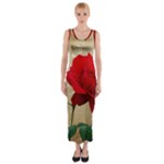 Red Rose Art Fitted Maxi Dress