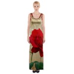 Red Rose Art Maxi Thigh Split Dress