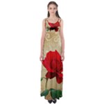 Red Rose Art Empire Waist Maxi Dress