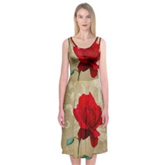 Red Rose Art Midi Sleeveless Dress from ArtsNow.com