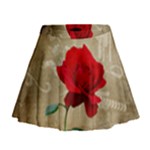 Red Rose Art Mini Flare Skirt