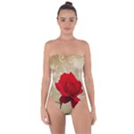 Red Rose Art Tie Back One Piece Swimsuit